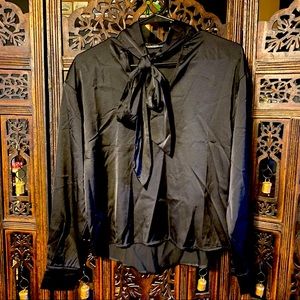 Black pussy bow blouse